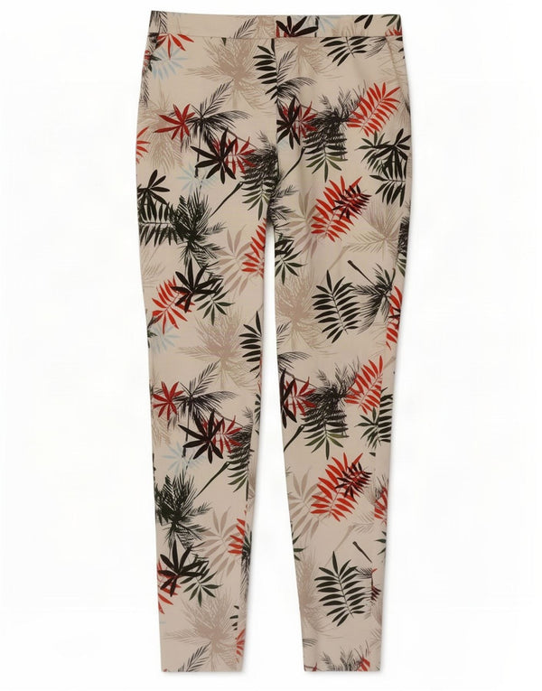 Reiss Slim Chino-Hose für Damen, UK 12, Größe M, W30, L27, weiße Baumwolle mit Blumenmuster