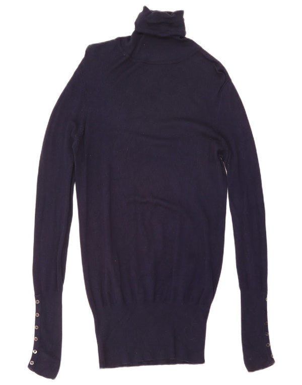 Langer Rollkragenpullover für Damen von Zara, Gr. 10, Marineblau, Viskose
