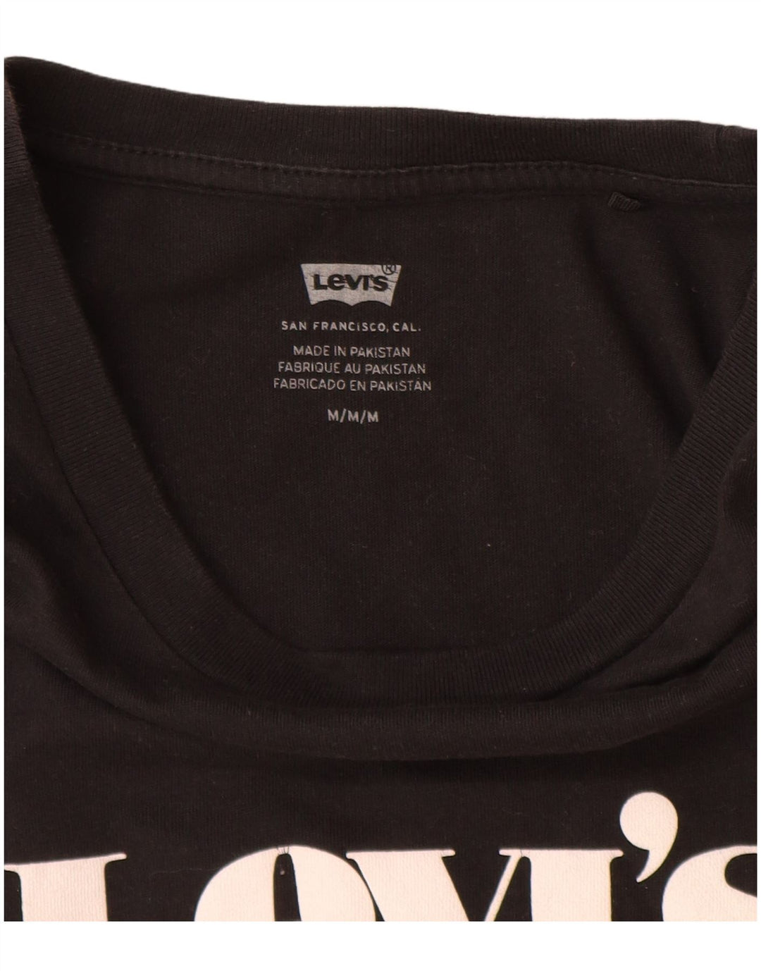 Levi's Womens Graphic T-Shirt Top UK 14 Mittelschwarze Baumwolle