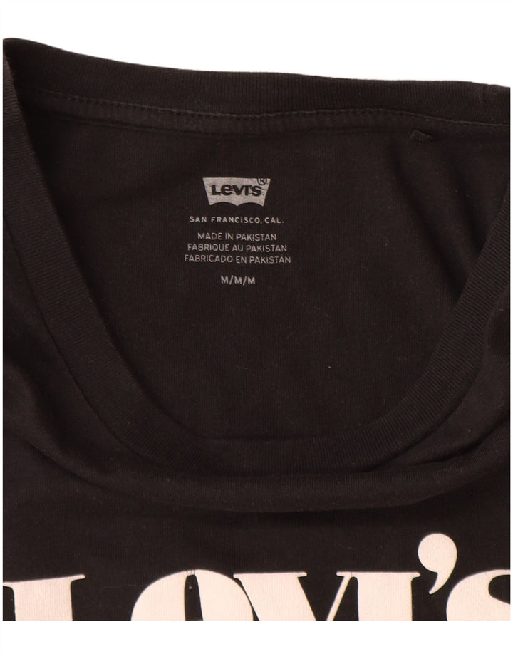 Levi's Womens Graphic T-Shirt Top UK 14 Mittelschwarze Baumwolle