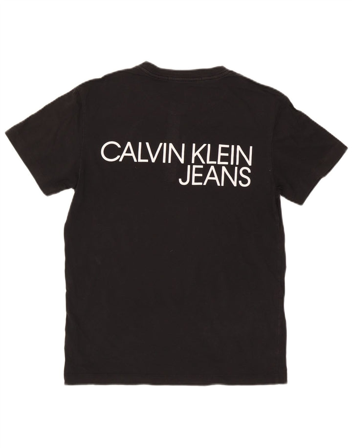CALVIN KLEIN JEANS Herren Grafik T-Shirt Top Small Schwarz Baumwolle