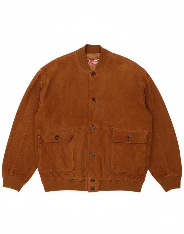 Jolly Herren Wildleder Bomberjacke IT 58 4XL Braunes Leder