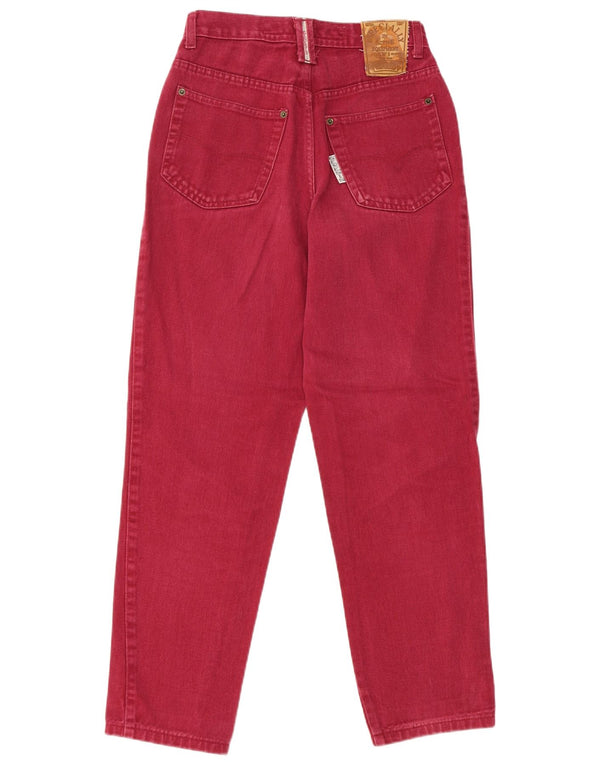 Vintage Damen Tapered Jeans W26 L29 Burgund Baumwolle