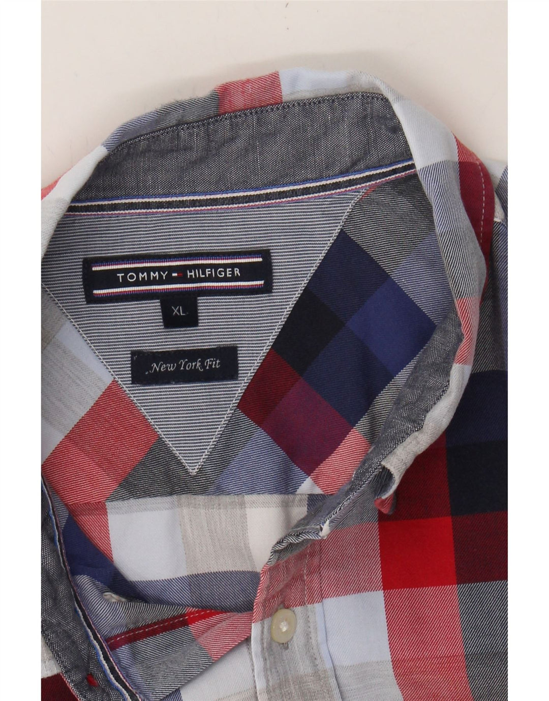 TOMMY HILFIGER Mens New York Fit Shirt XL Red Check Vintage Tommy Hilfiger and Second-Hand Tommy Hilfiger from Messina Hembry 