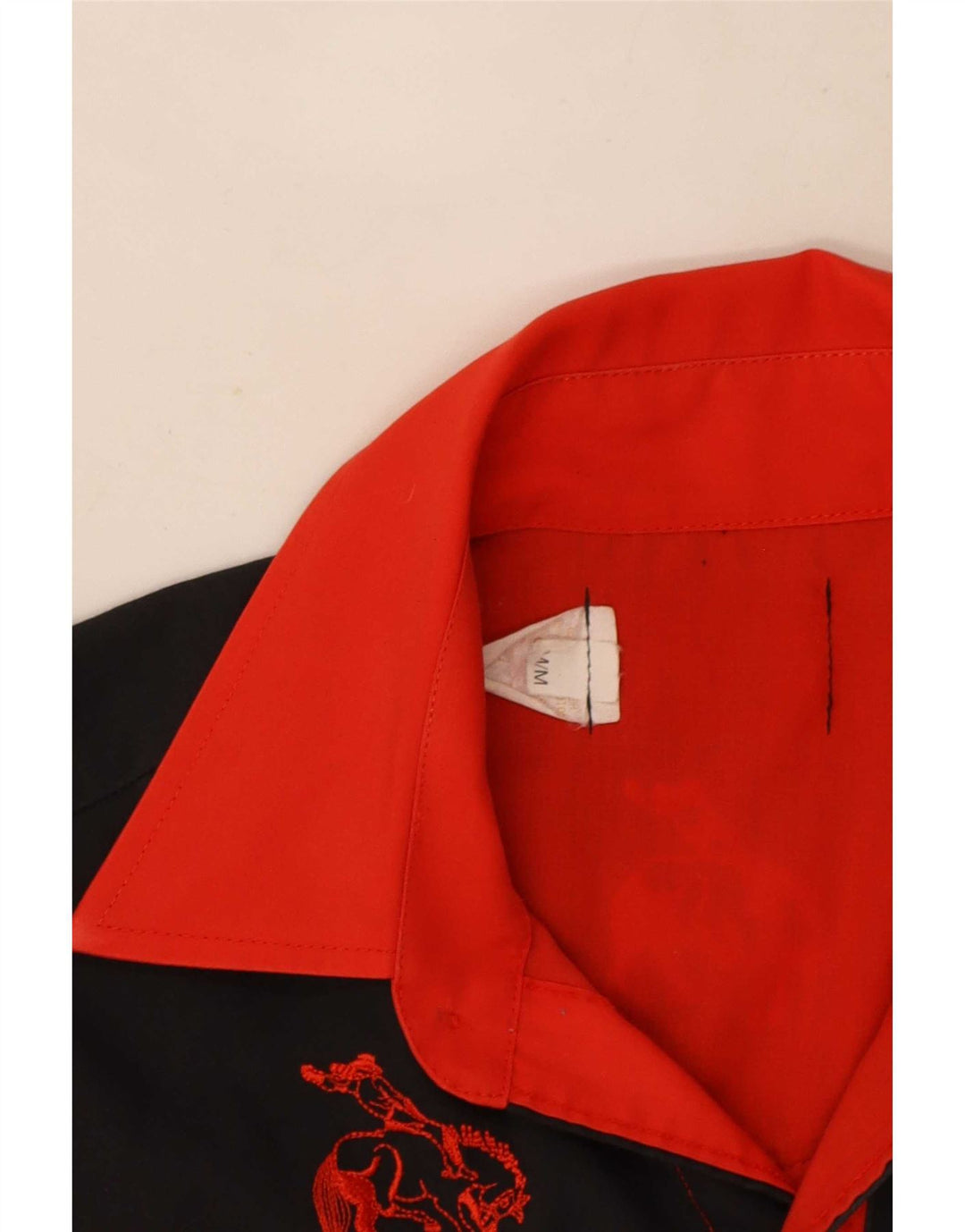 Vintage Herren Westernhemd Mittelrotes Colourblock-Polyester