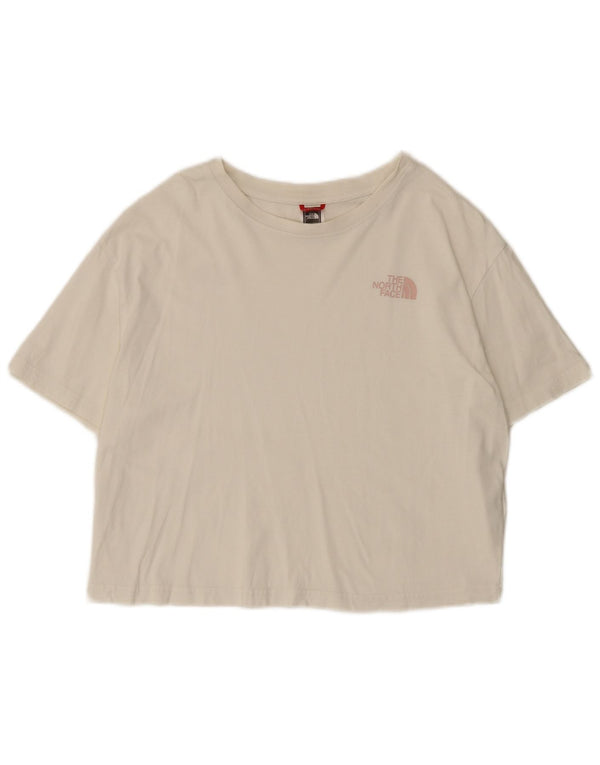 The North Face Damen Crop T-Shirt Top UK 16 Large Weiße Baumwolle