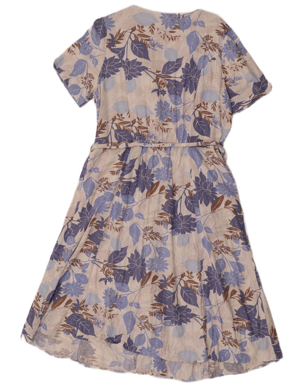 Marks & Spencer Damen-Hemdkleid mit kurzen Ärmeln, Gr. 46, Größe L, blau geblümt