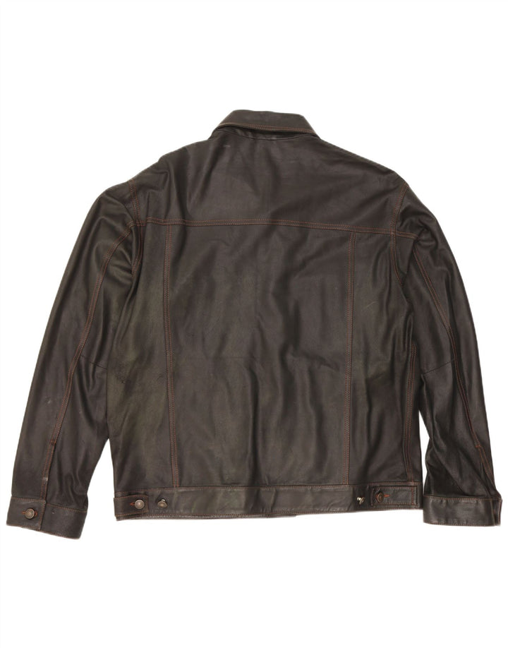 Vintage Herren Lederjacke IT 52 XL Schwarz
