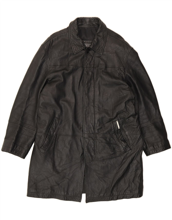 PIERRE CARDIN Mens Leather Coat IT 50 Large Black Leather Vintage Pierre Cardin and Second-Hand Pierre Cardin from Messina Hembry 