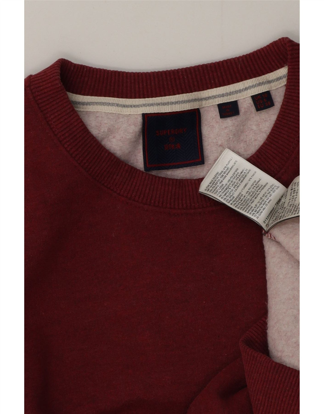 Superdry übergroßer Damen-Sweatshirt-Pullover, UK 10, Größe S, Burgunderrot, Baumwolle