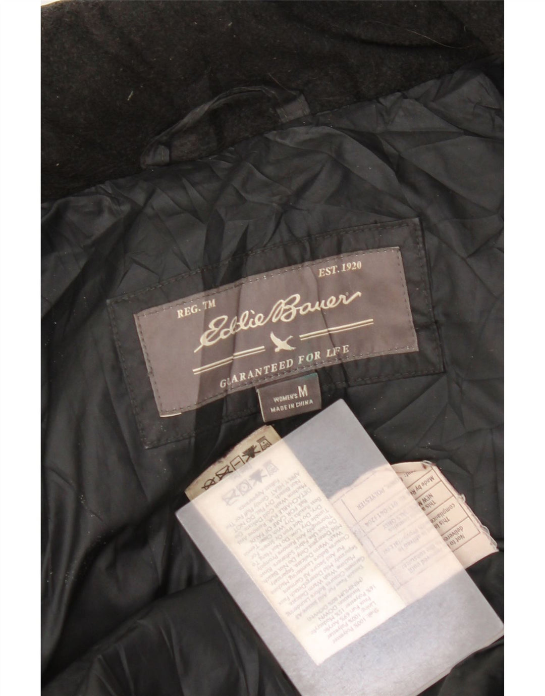 Eddie Bauer Wattierter Damenmantel mit Kapuze, UK 14, Mittelschwarz, Polyester