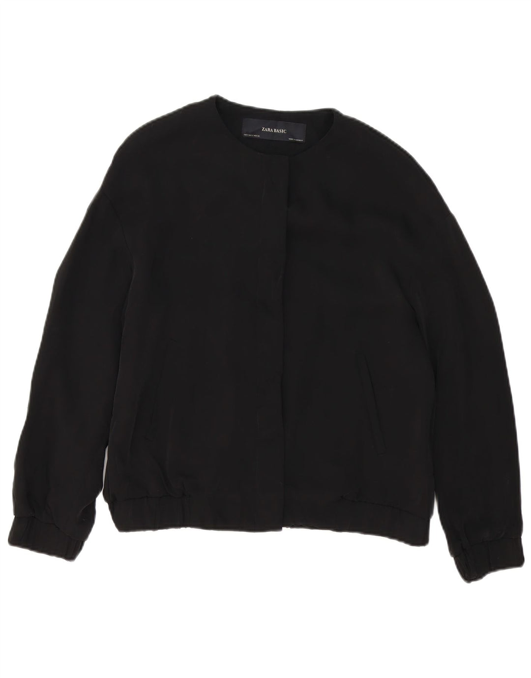 Zara Damen Übergroße Bomberjacke UK 10 Small Schwarz Polyester