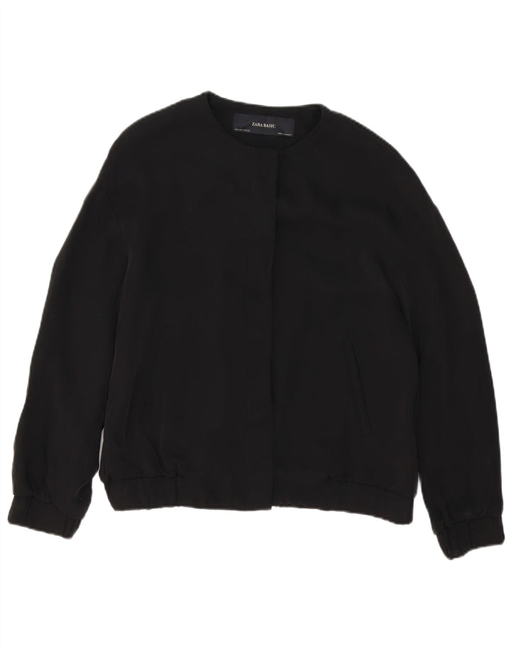 Zara Damen Übergroße Bomberjacke UK 10 Small Schwarz Polyester