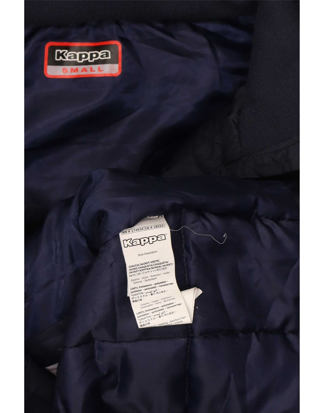 Kappa Herren Graphic Hooded Wattierte Jacke UK 36 Small Marineblau Polyester