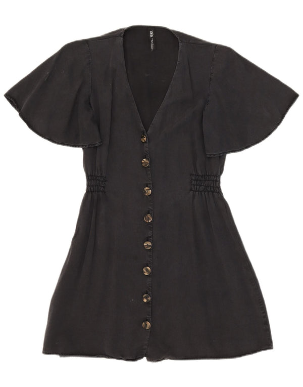 Zara Damen Hemdkleid UK 6 XS Schwarz