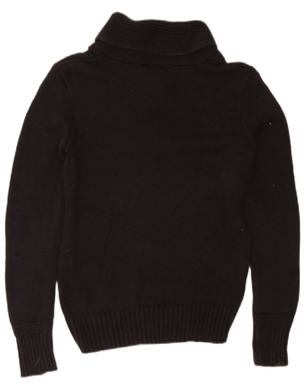 Ralph Lauren Damen-Pullover mit Schalkragen, Gr. 12, mittelschwarz, Baumwolle