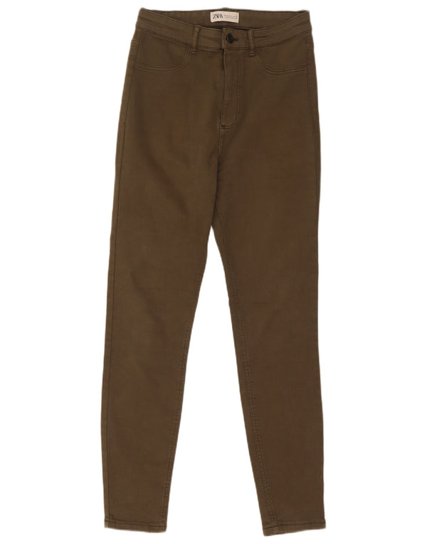 Zara Damen Skinny Jeans EU 38 Small W28 L28 Khaki Baumwolle