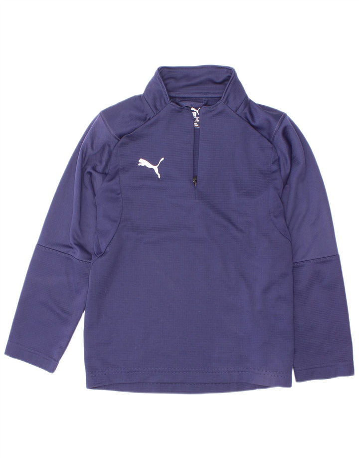 Puma Jungen-Pullover-Trainingsoberteil mit Reißverschluss, 7–8 Jahre, Marineblau