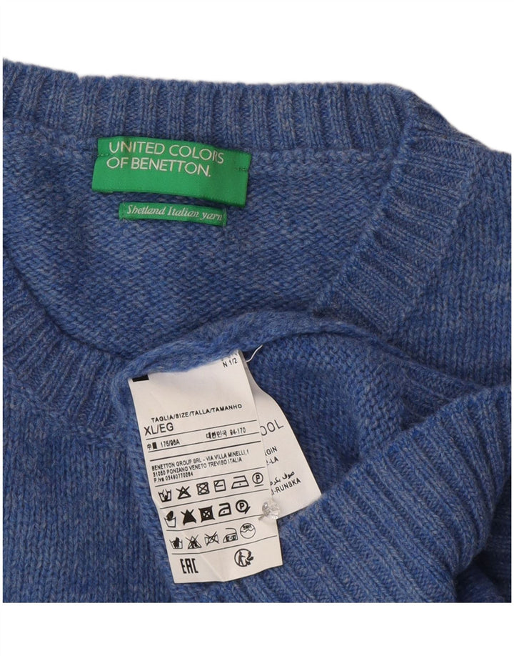 Benetton Damen-Pullover mit Rundhalsausschnitt, UK 18, XL, blaue Wolle
