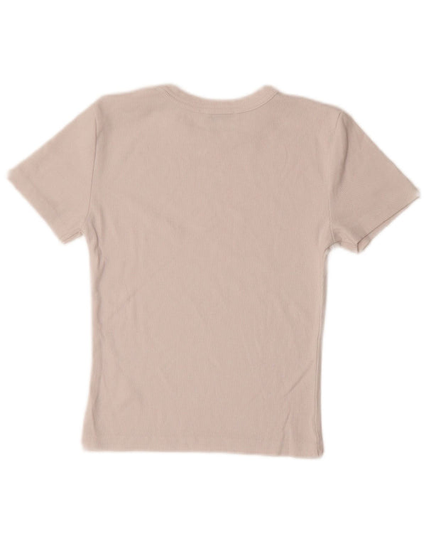Zara Damen Crop T-Shirt Top UK 12 Medium Weiß