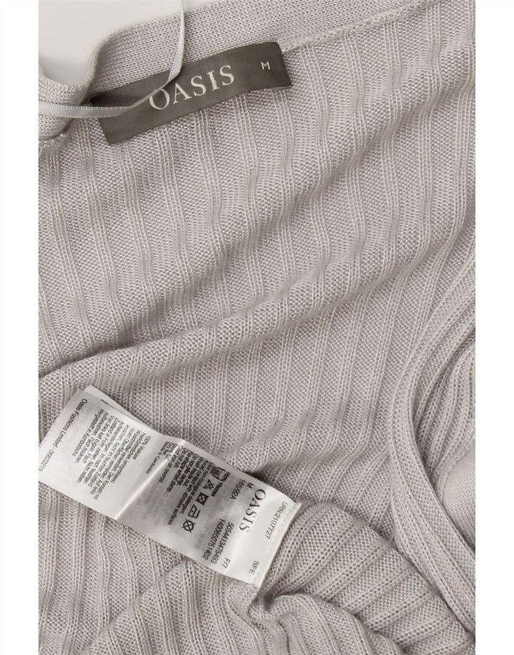 Oasis Damen Longline Open Cardigan Pullover UK 14 Mittelgraue Viskose