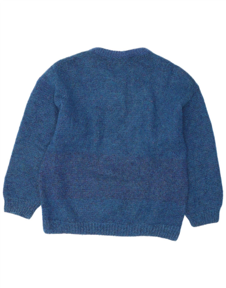 Vintage Herren Pullover mit Rundhalsausschnitt, groß, blau gestreift