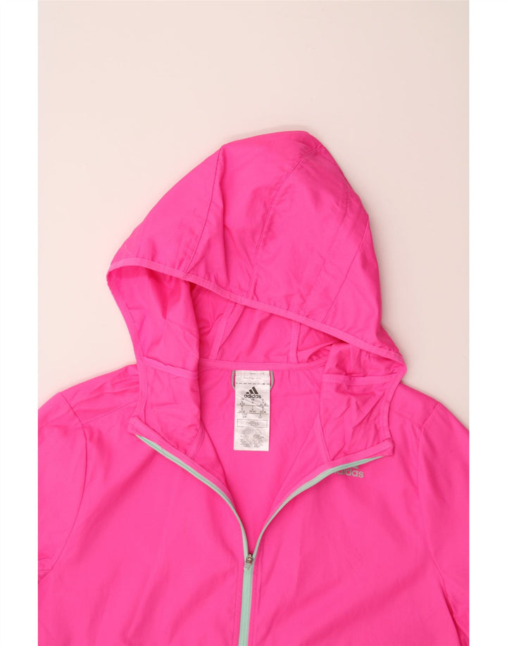 ADIDAS Womens Hooded Rain Jacket UK 8/10 Small Pink Polyester Vintage Adidas and Second-Hand Adidas from Messina Hembry 
