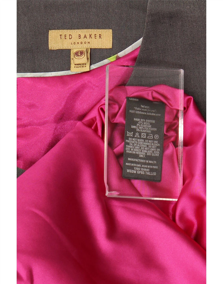TED BAKER Damen-Etuikleid, Größe 4, groß, graue Viskose