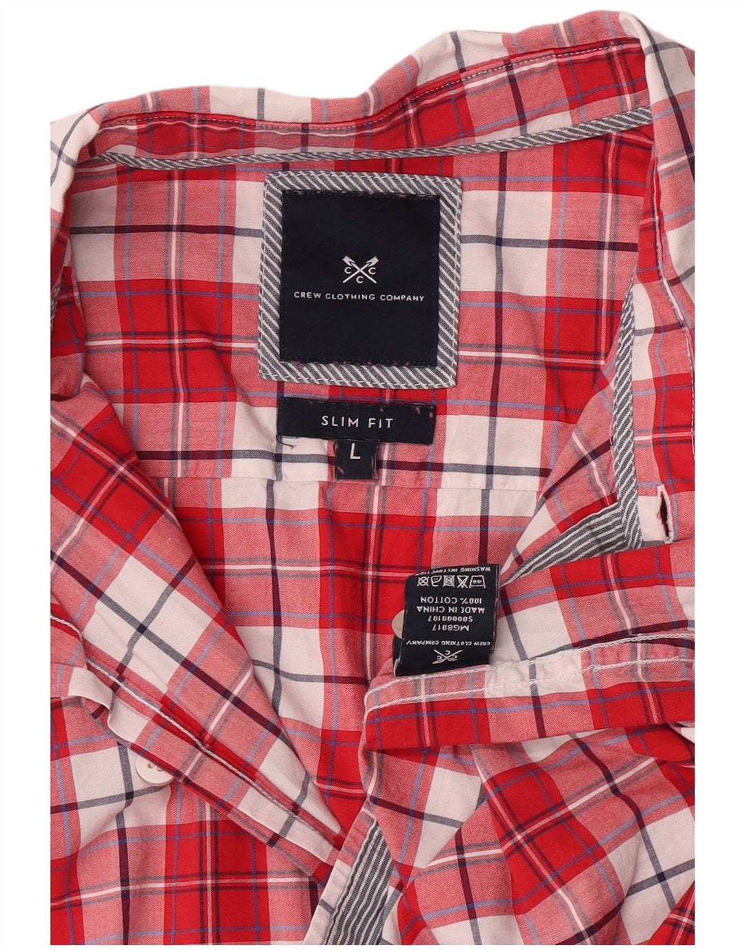 Crew Clothing Herren-Hemd, schmal geschnitten, groß, rot kariert, Baumwolle