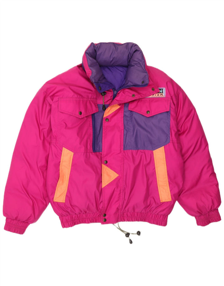 Norwegen Herren-Skijacke mit Kapuze, wendbar, UK 38, mittelrosa, Farbblock