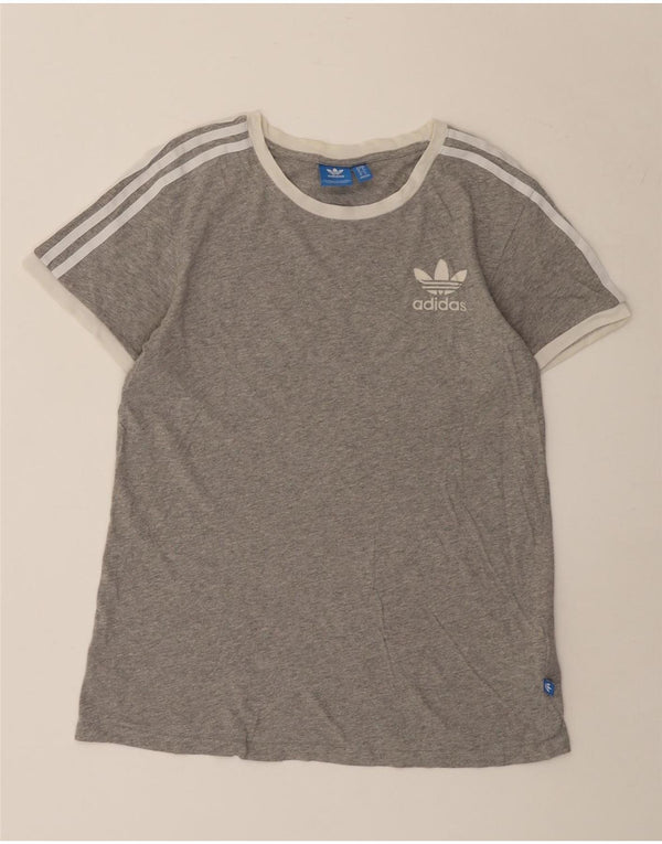 Adidas Damen Übergroßes T-Shirt Top UK 6 XS Graue Baumwolle