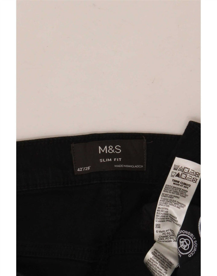 Marks & Spencer Slim-Jeans für Herren, W42, L29, schwarze Baumwolle