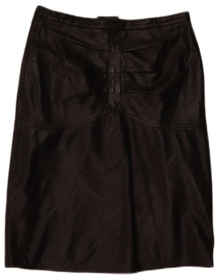 Vintage Damen Lederrock IT 46 Groß W32 Schwarz