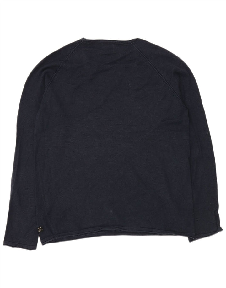 JACK & JONES Herren-Pullover mit Rundhalsausschnitt, mittelmarineblaue Baumwolle