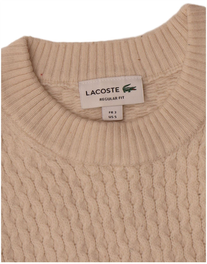 Lacoste Herren-Pullover mit Rundhalsausschnitt, reguläre Passform, Größe 3, klein, gebrochenes Weiß