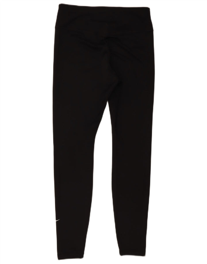 Nike Damen Dri Fit Leggings UK 14 Mittelschwarzes Polyester