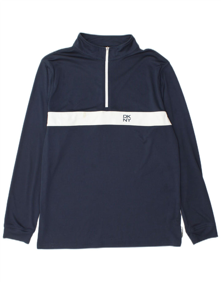 Dkny Herren-Pullover-Trainingsanzugoberteil mit Reißverschluss am Hals, Größe S, Marineblau, Farbblock
