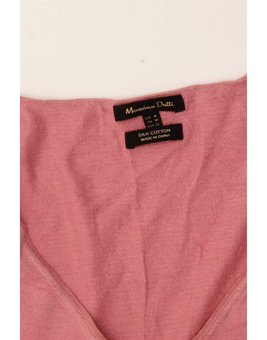 Massimo Dutti Damen-Pullover mit V-Ausschnitt, UK 12, mittelrosa Seide
