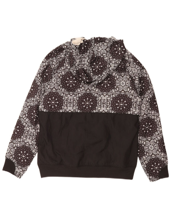 Adidas Damen Zip Hoodie Pullover UK 16 Large Schwarz Paisley Polyester
