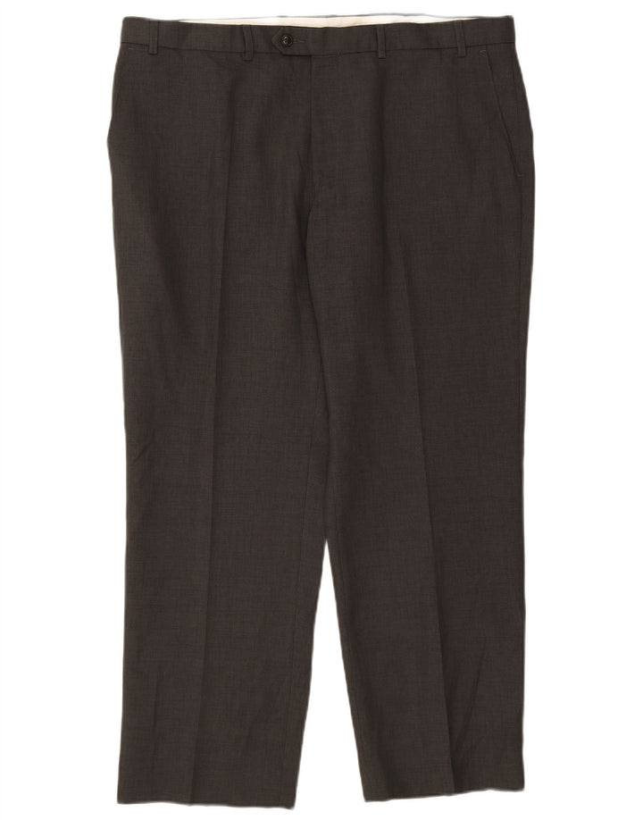 Gerade Herren-Anzughose von Marks & Spencer, W40, L29, grau, Polyester