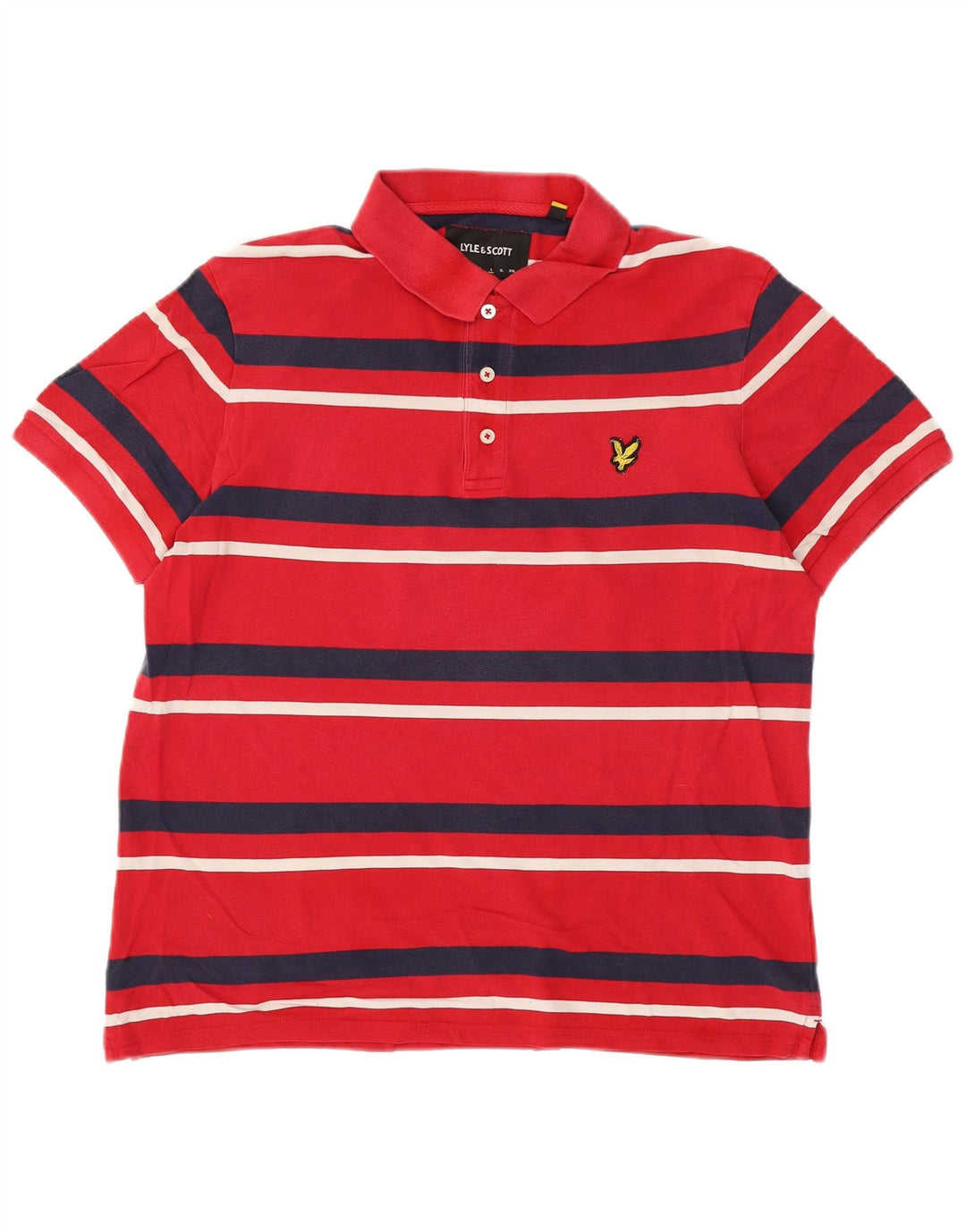 Lyle & Scott Herren-Poloshirt, groß, rot gestreift, Baumwolle