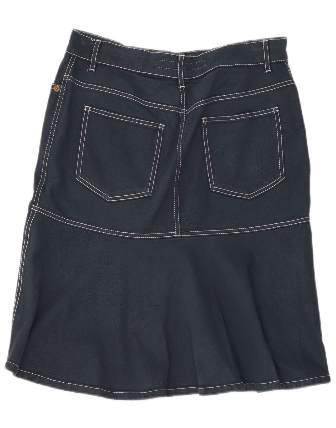 Escada Damen-Denim-A-Linien-Rock IT 40 Small W32 Marineblaue Baumwolle