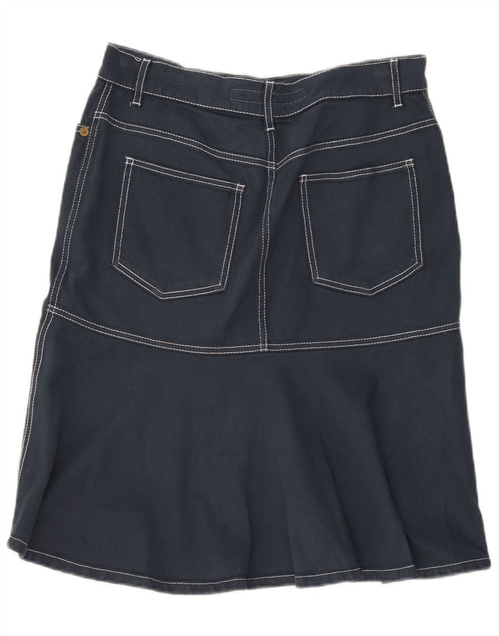 Escada Damen-Denim-A-Linien-Rock IT 40 Small W32 Marineblaue Baumwolle
