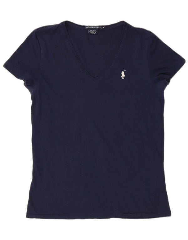 RALPH LAUREN Damen T-Shirt Top UK 12 Medium Marineblau Baumwolle