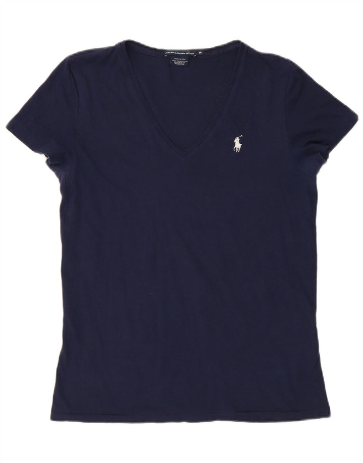 RALPH LAUREN Damen T-Shirt Top UK 12 Medium Marineblau Baumwolle