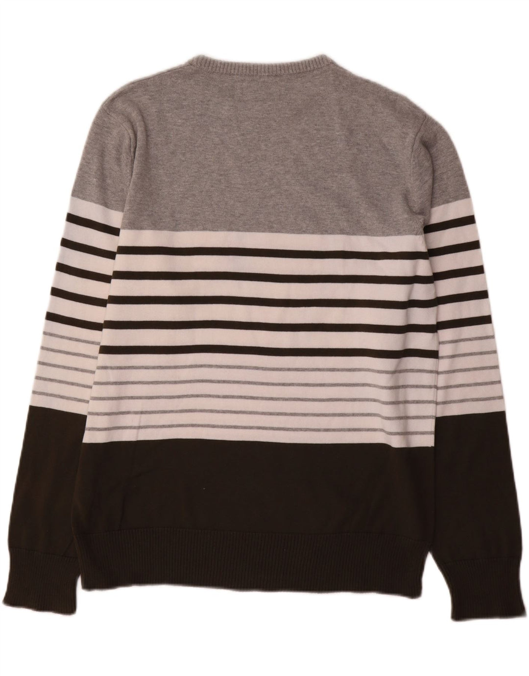 Kappa Herren-Pullover mit U-Boot-Ausschnitt, groß, grau gestreift, Baumwolle