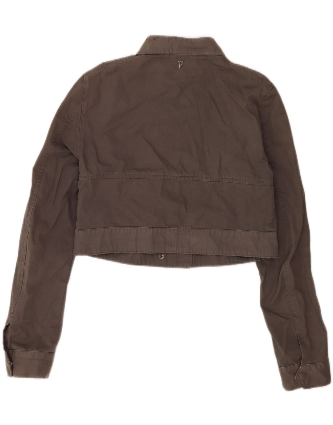 Dondup Damen Crop Bomberjacke IT 44 Mittelgraue Baumwolle