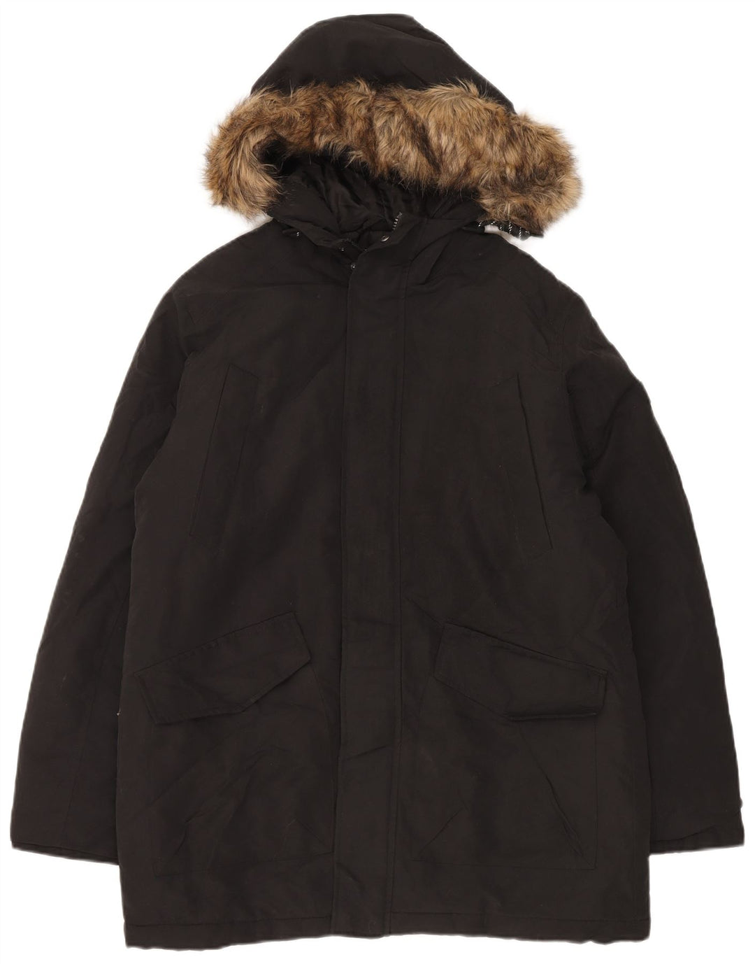 Jack & Jones Herren-Parka mit Kapuze, Größe 40, Größe L, Schwarz, Polyester
