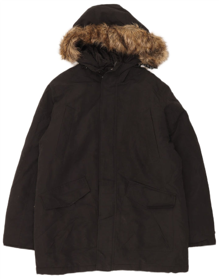 Jack & Jones Herren-Parka mit Kapuze, Größe 40, Größe L, Schwarz, Polyester