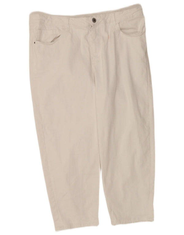 Marks & Spencer Damen Capri-Jeans UK 22 3XL W42 L22 Weiße Baumwolle